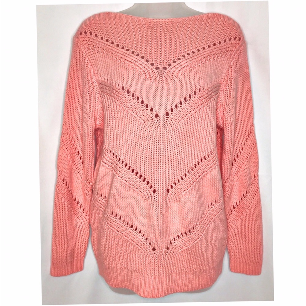 LOFT Pink Pointelle Scoop Back Sweater NWT - Picture 3 of 8